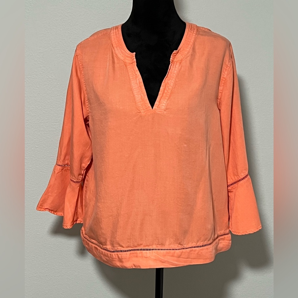 LIVERPOOL Flare Sleeve V Neck Top - M
